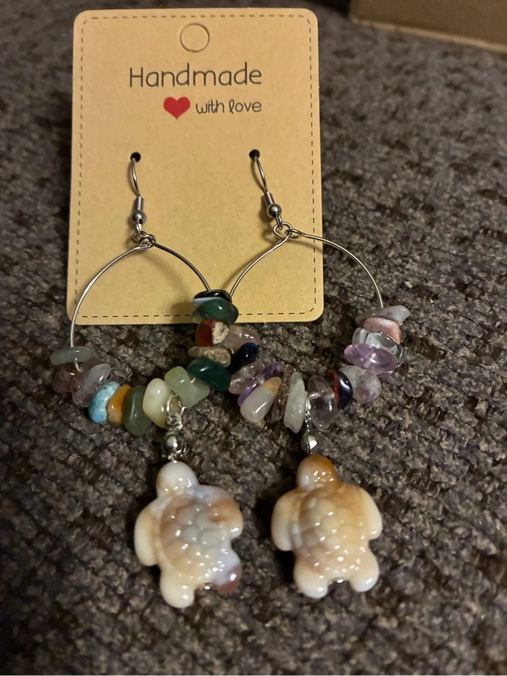 Handmade Multicolor Turtle Dangle Earrings